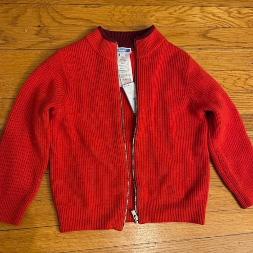 NWT Jacadi Paris Red Zip Cardigan Sweater Size 4